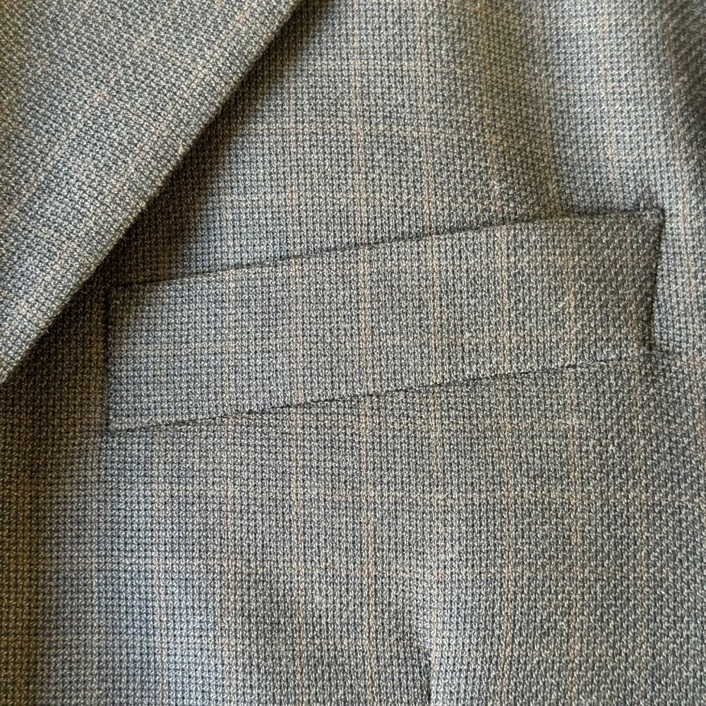 Principe Mens 44R Sport Blazer 100% Wool 3 Button Gray Tan Windowpane Italy New - Picture 15 of 16